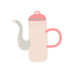 Cute Teapot Ceramic Crockery Cookware Vector Illustration