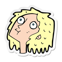 sticker of a cartoon staring woman
