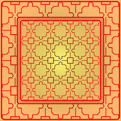 Decorative Ornament With Geometric Decoration. Symmetric Pattern . For Print Bandanna, Shawl, Tablecloth, Fabric Fashion, Scarf, Design. Sunrise color