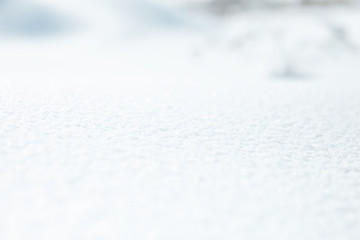 Snowy surface as background white snow selected focus