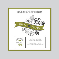 Wedding invitation floral card