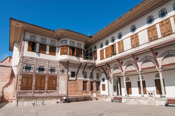 Inner yard of Harem in Topkapi palace in Istanbul, Turkey.