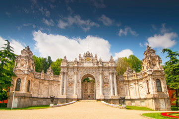 One of the entrances to the Dolmabahce Palace in Istanbul, Turkey. - 253749725