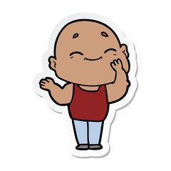sticker of a cartoon happy bald man