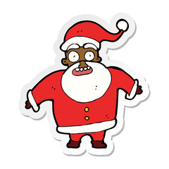 sticker of a cartoon shocked santa claus