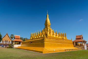 Pha That Luang, symbol of the Laos sovereignty, Buddhist religion and the city of Vientiane, Vientiane, Laos.