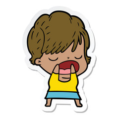 sticker of a cartoon woman talking
