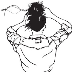 The girl in the denim jacket vector illustration