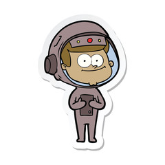 sticker of a happy astronaut cartoon