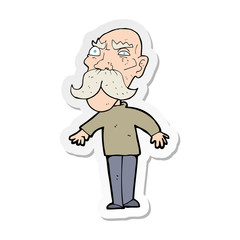 sticker of a cartoon angry old man