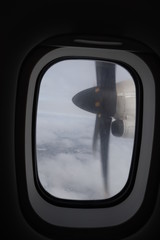 Fototapeta na wymiar view from the airplane porthole