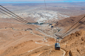 Cable car to the Masada fortress on the edge of the Judean Desert, Israel.