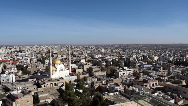 Panoramic View of City of Madaba With Mosque Visible in the Center