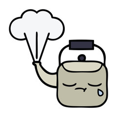 cute cartoon steaming kettle