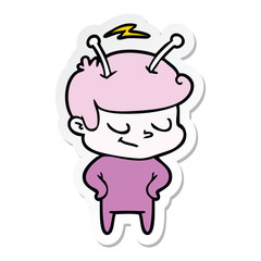 sticker of a friendly cartoon spaceman