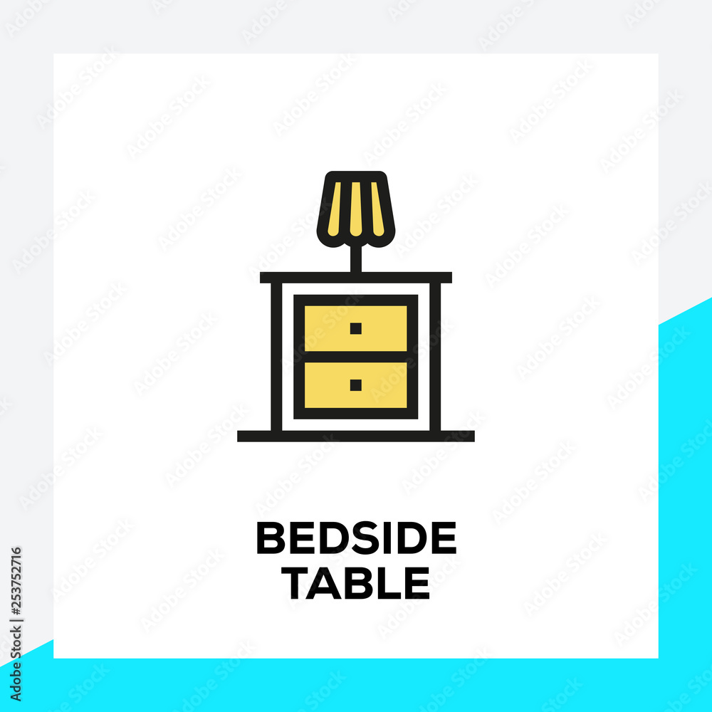 Sticker BEDSIDE TABLE LINE ICON SET