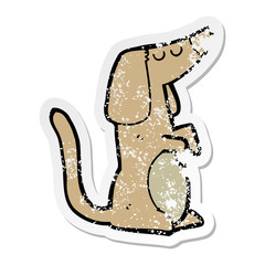 distressed sticker of a cartoon dog