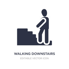 walking downstairs icon on white background. Simple element illustration from People concept.