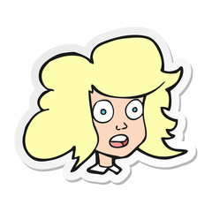 sticker of a cartoon surprised female face