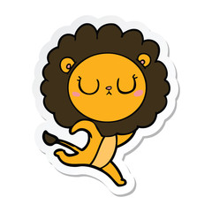 sticker of a cartoon running lion
