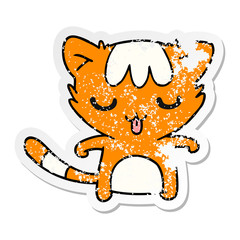 distressed sticker cartoon of a kawaii cute cat