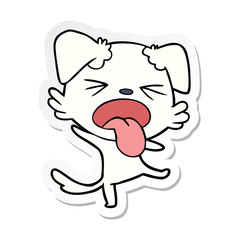 sticker of a cartoon disgusted dog
