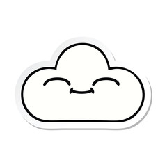 sticker of a cute cartoon white cloud