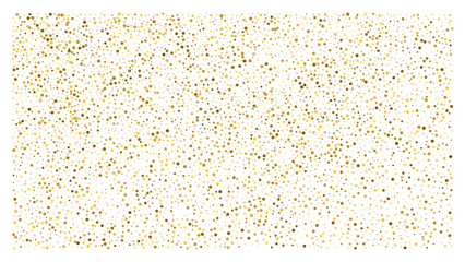 Golden polka dot small confetti on white background