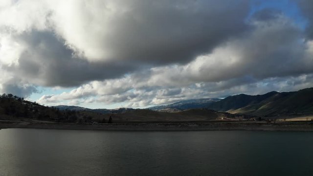 Aerial View over Brite Lake in Tehachapi California