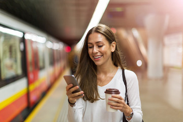 Young woman at subway station 