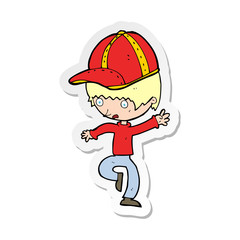 sticker of a cartoon boy in cap