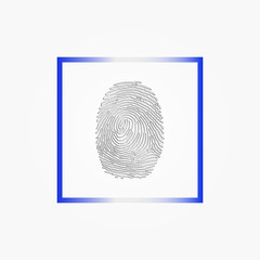 Fingerprint. Simple icon for logo or app. White object in camera autofocus on dark background