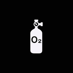 Oxygen icon. Black filled vector illustration. Oxygen symbol on black background. Can be used in web and mobile.