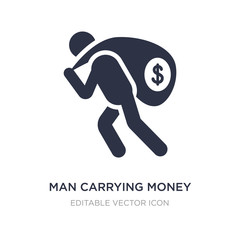 man carrying money icon on white background. Simple element illustration from Business concept.