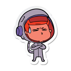 sticker of a cartoon stressed astronaut