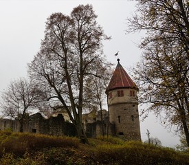 Fototapeta premium Die Ruine Honberg liegt auf der gleichnamigen Anhöhe inmitten der Stadt Tuttlingen, am Rande des Schwarzwalds und der Schwäbischen Alb. 
