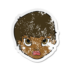 retro distressed sticker of a cartoon sulking woman