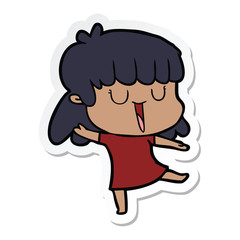 sticker of a cartoon woman laughing