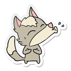 sticker of a howling wolf cartoon