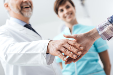 Medical staff welcoming a patient