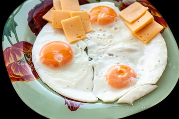 food, egg, breakfast, fried, plate, eggs, meal, yolk, white, isolated, yellow, fresh, healthy,...