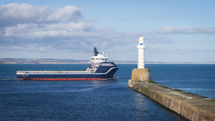 Offshore Supply Ship and Lighthouse
