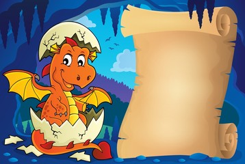 Dragon hatching from egg parchment 1