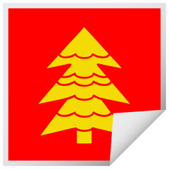 square peeling sticker cartoon snow covered tree