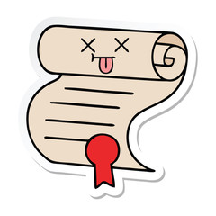 sticker of a cute cartoon contract
