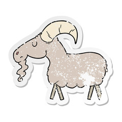 distressed sticker of a cartoon goat