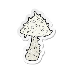 retro distressed sticker of a cartoon mushroom
