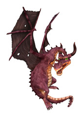 3D Rendering Fairy Tale Dragon on White