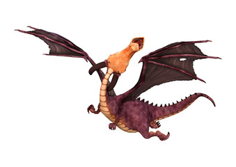 3D Rendering Fairy Tale Dragon on White