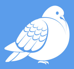 Vector illustration of simple white pigeon dove bird